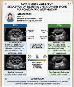 Bilateral Cystic Ovaries Curing by Homeopathic Treatment